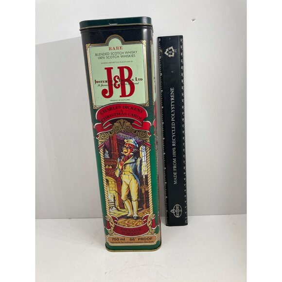 Vintage J&B Whiskey Charles Dickens Christmas Carol Tin - Picture 2 of 8